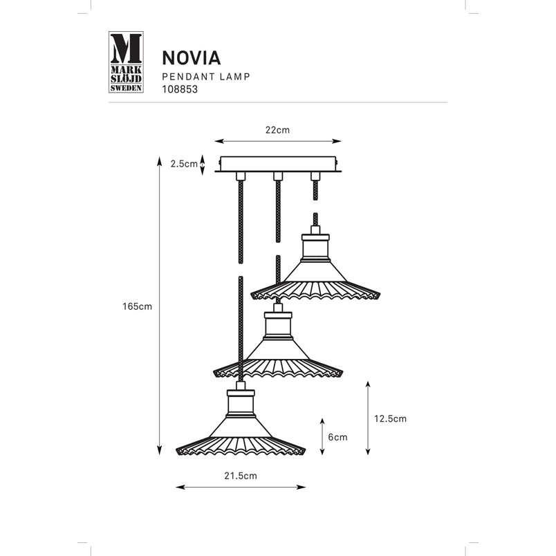 Lampa wisząca retro Novia - Markslojd | Szkło dymione, 3 punkty