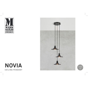 Lampa wisząca retro Novia - Markslojd | Szkło dymione, 3 punkty