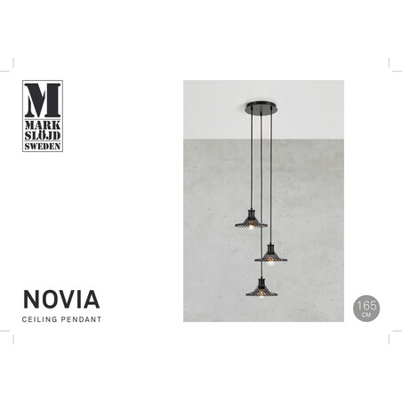 Lampa wisząca retro Novia - Markslojd | Szkło dymione, 3 punkty