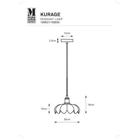 Lampa wisząca retro Kurage - Markslojd | Biały, Mosiądz