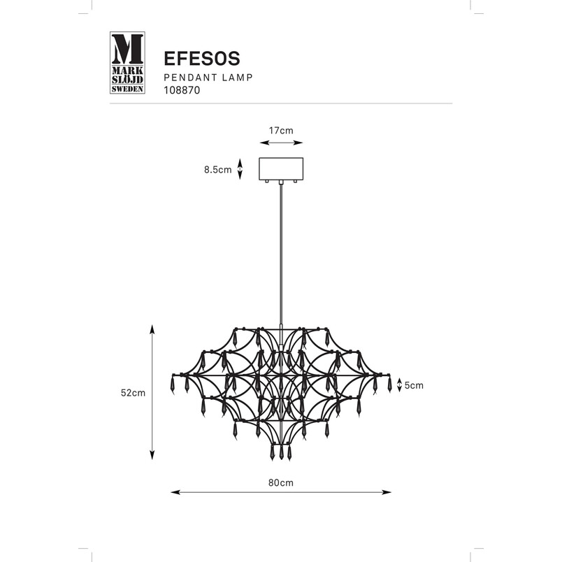 Żyrandol kryształowy Efesos LED 80cm Markslojd - Luksus i blask!
