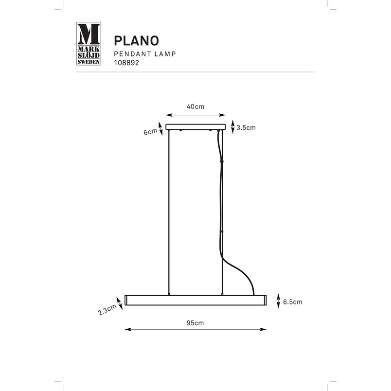 Lampa wisząca LED Plano biała 95cm - Markslojd | Nowoczesne oświetlenie