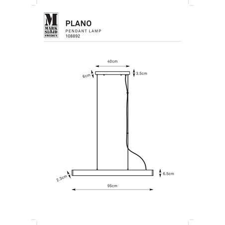 Lampa wisząca LED Plano biała 95cm - Markslojd | Nowoczesne oświetlenie