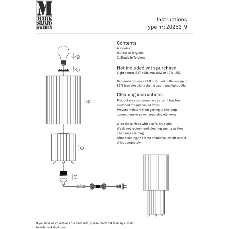 Lampa stołowa plisowana Catis szara Markslojd | Skandynawski design