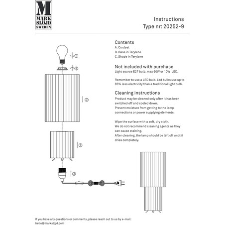 Lampa stołowa plisowana Catis szara Markslojd | Skandynawski design