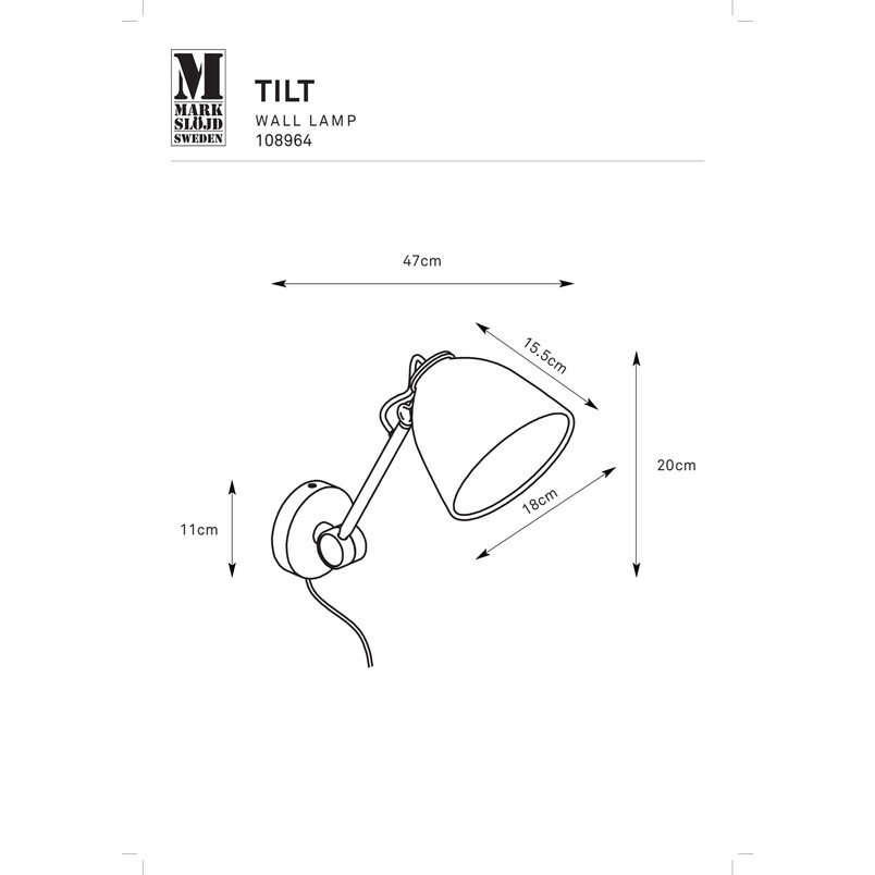 Kinkiet Tilt Markslojd | Skandynawski design, E27
