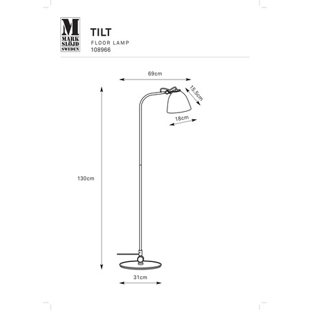 Lampa podłogowa Tilt Markslojd | Skandynawski design 130cm