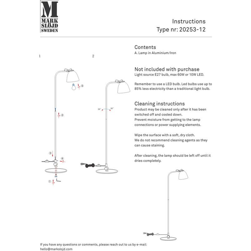 Lampa podłogowa Tilt Markslojd | Skandynawski design 130cm