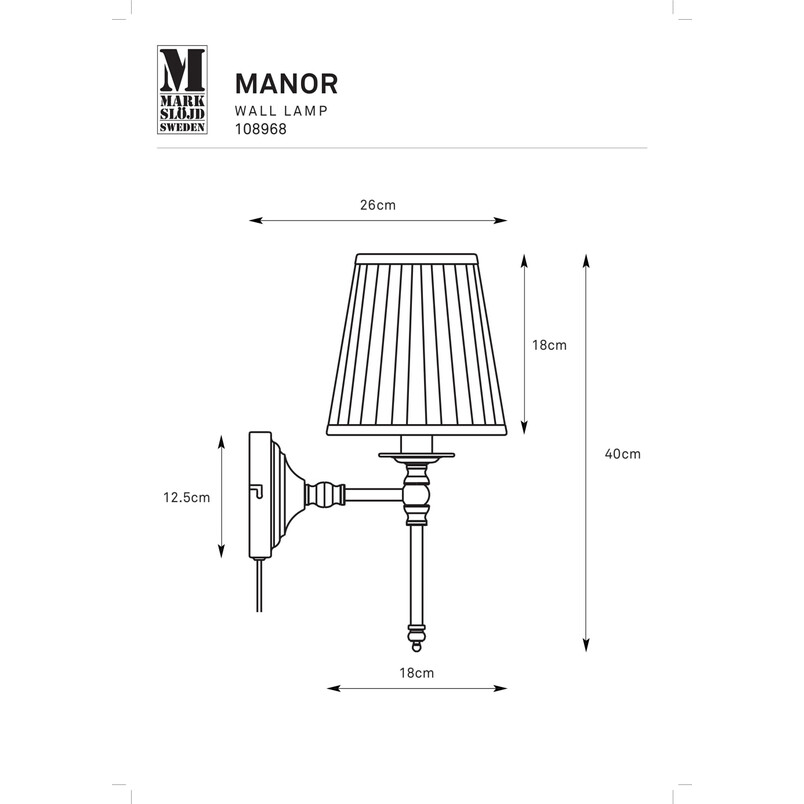Kinkiet Manor biały Markslojd | Klasyczny design, 3 lata gwarancji