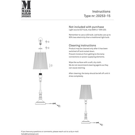 Lampa stołowa Noble Markslojd | Elegancki design, 66cm