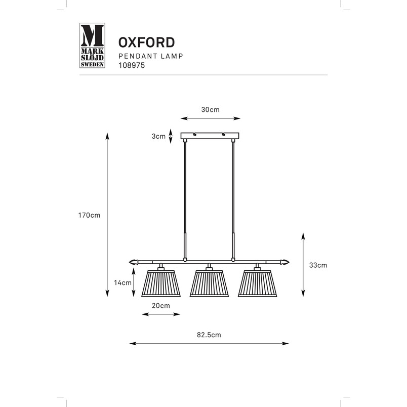 Lampa wisząca Oxford 3pkt - klasyczny design | Markslojd