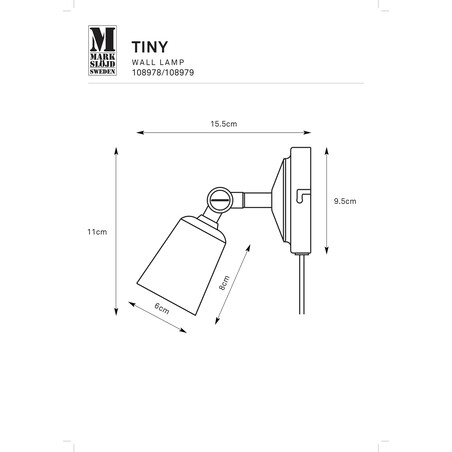Kinkiet Tiny chrom Markslojd - Regulowany, z włącznikiem