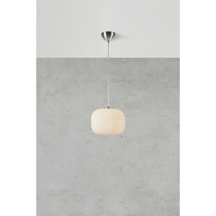 Lampa wisząca Sober - szklany klosz, biały / nikiel - Markslojd