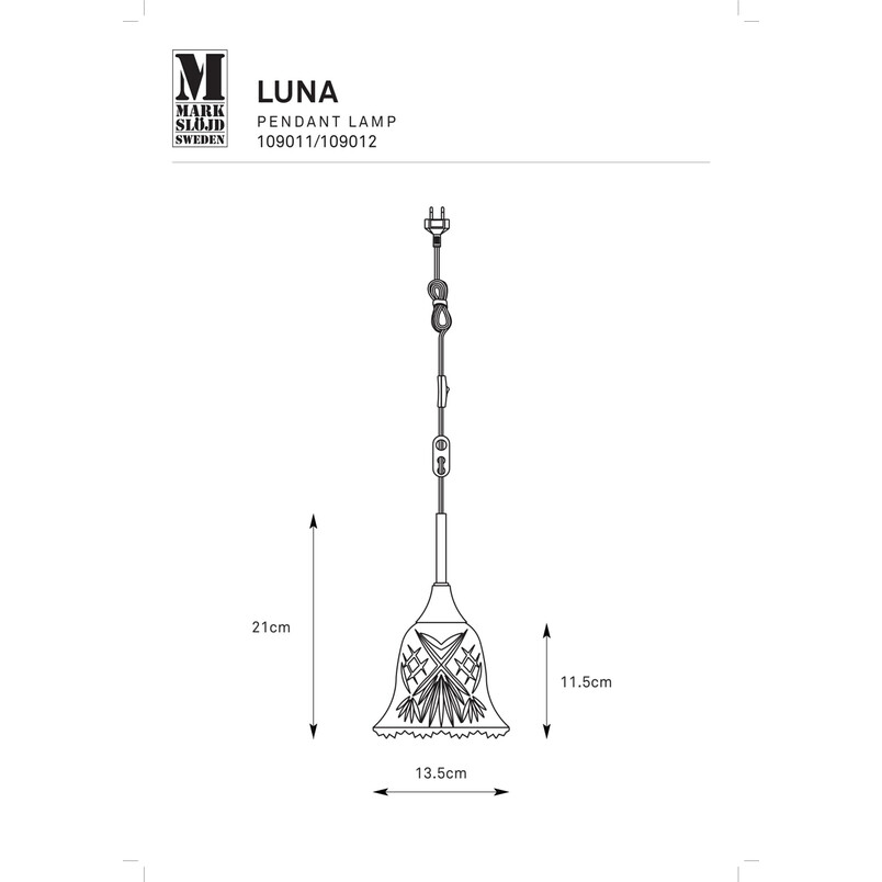 Lampa wisząca Luna Markslojd - Retro, szkło, antyczny mosiądz