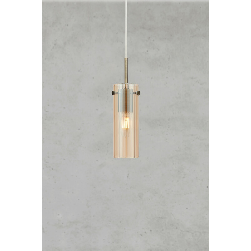 Lampa wisząca Tibia - Markslojd: Bursztynowy szklany klosz
