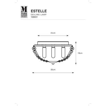 Plafon glamour do łazni Estelle LED 30cm złoty | Markslojd