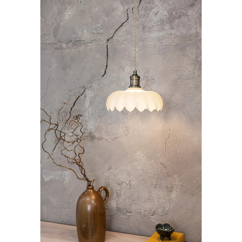 Lampa wisząca retro Kurage - Markslojd | Biały, Mosiądz