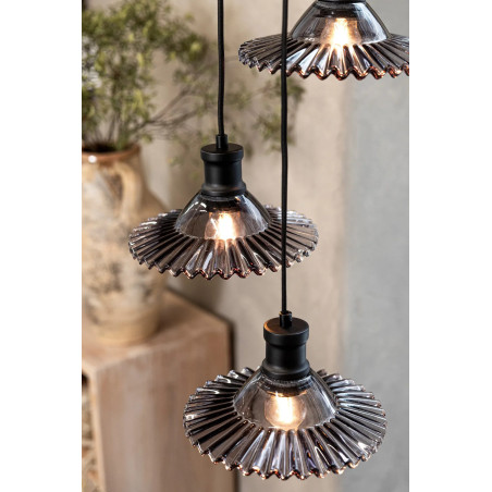 Lampa wisząca retro Novia - Markslojd | Szkło dymione, 3 punkty
