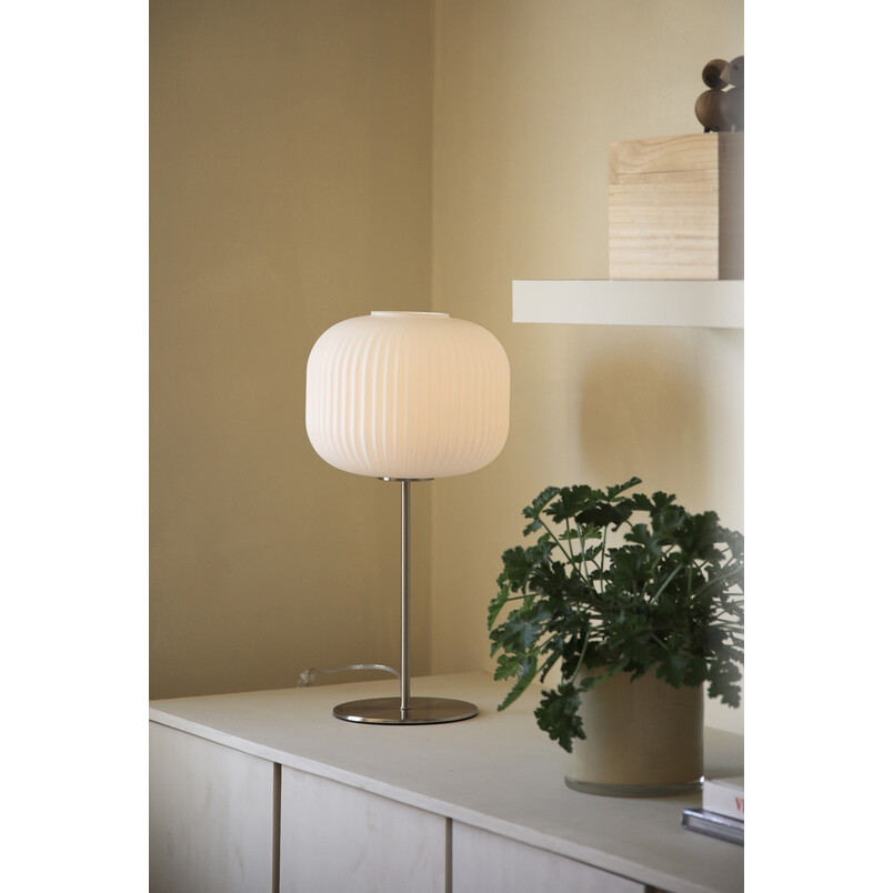 Lampa stołowa szklana Sober - biały klosz, Markslojd