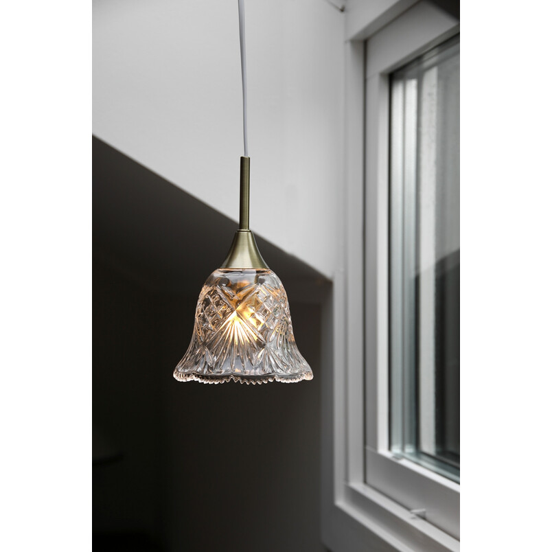 Lampa wisząca Luna Markslojd - Retro, szkło, antyczny mosiądz