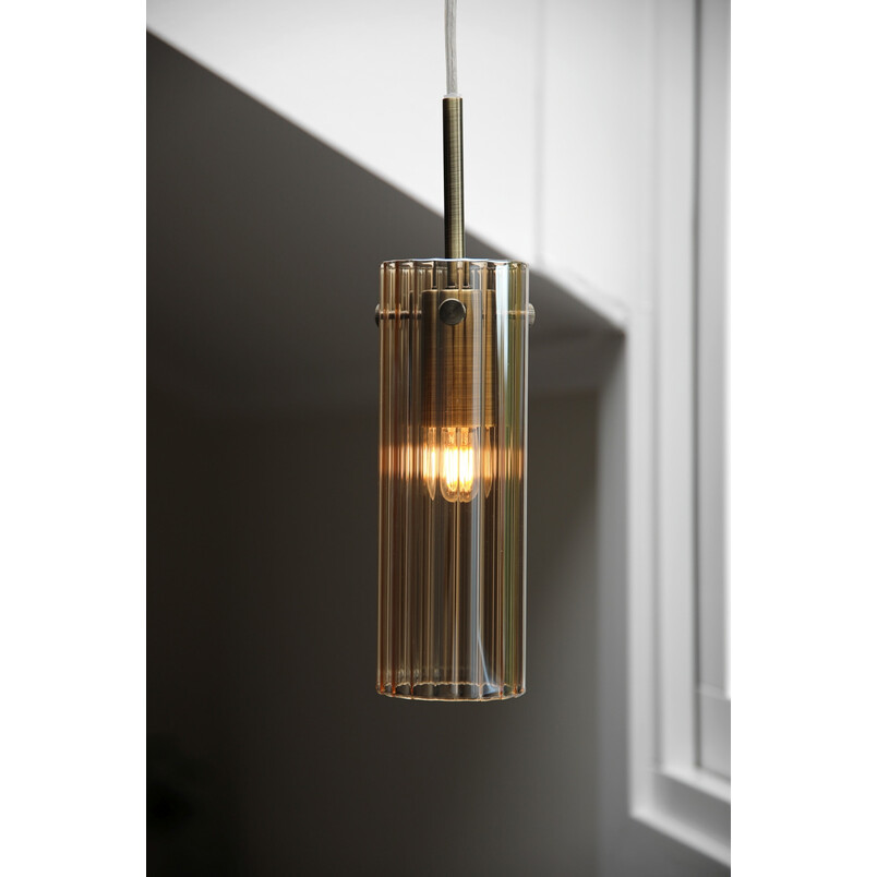 Lampa wisząca Tibia - Markslojd: Bursztynowy szklany klosz