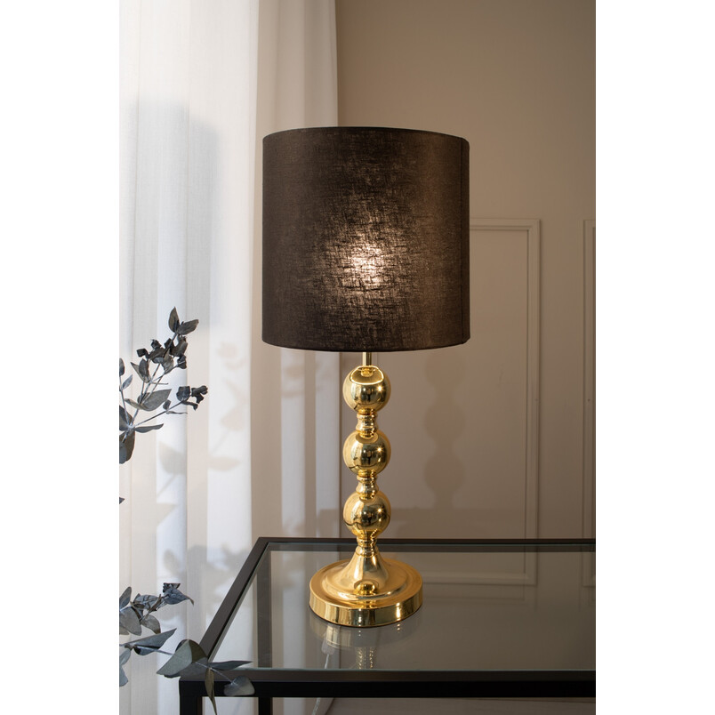 Lampa stołowa glamour czarna z mosiądzu - Markslojd