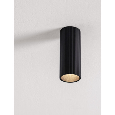 Lampa Montec - spot tuba ryflowana czarna | Decolab24