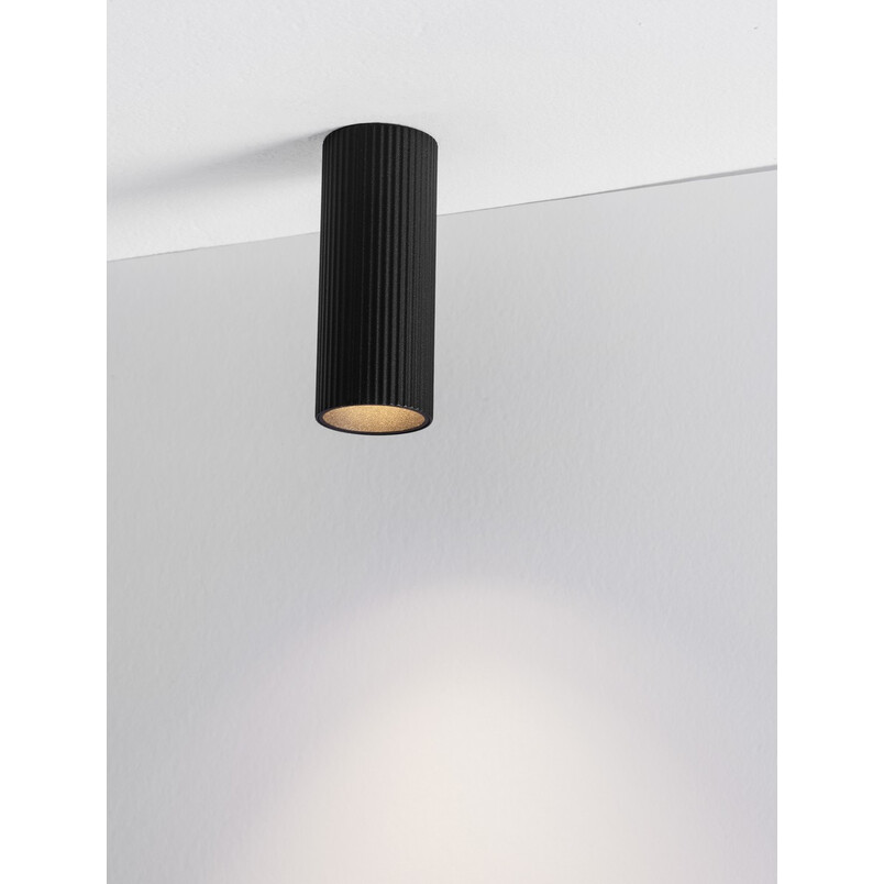 Lampa Montec - spot tuba ryflowana czarna | Decolab24