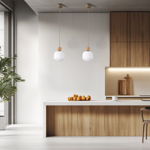 Lampa wisząca Ballo - szklany klosz, drewno | TK Lighting