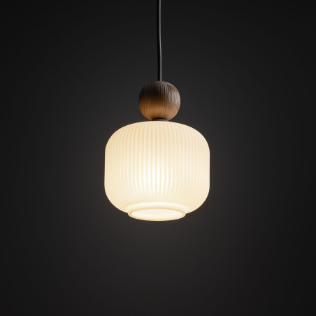 Lampa wisząca Ballo - szklany klosz, drewno | TK Lighting