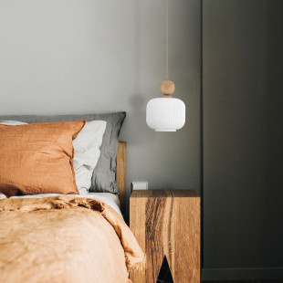 Lampa wisząca Ballo - szklany klosz, drewno | TK Lighting