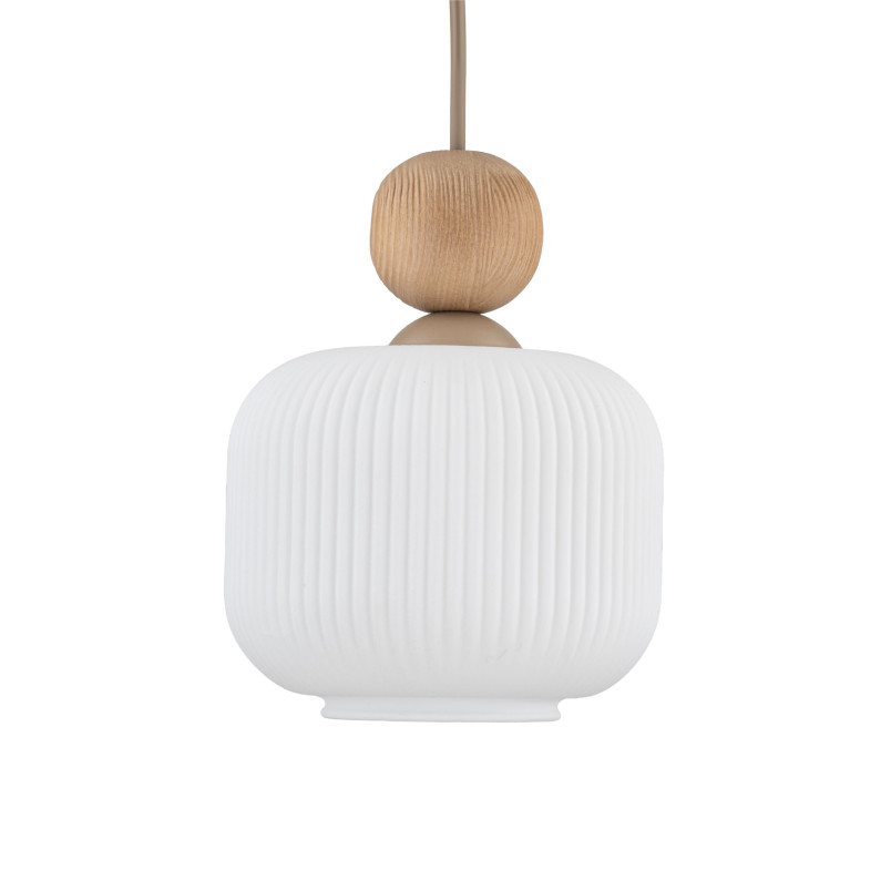 Lampa wisząca Ballo - szklany klosz, drewno | TK Lighting