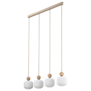 Lampa wisząca Ballo - 4 punkty, szkło, drewno | TK Lighting
