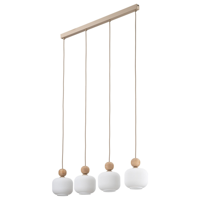 Lampa wisząca Ballo - 4 punkty, szkło, drewno | TK Lighting