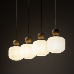 Lampa wisząca Ballo - 4 punkty, szkło, drewno | TK Lighting