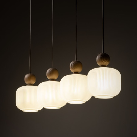 Lampa wisząca Ballo - 4 punkty, szkło, drewno | TK Lighting