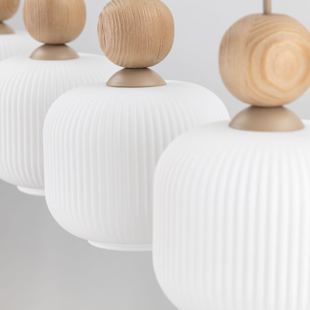 Lampa wisząca Ballo - 4 punkty, szkło, drewno | TK Lighting
