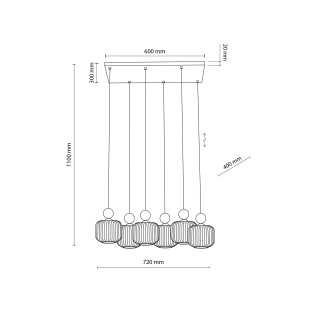 Lampa wisząca szklana 6 punktowa Ballo - TK Lighting