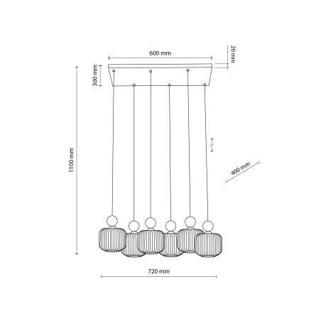 Lampa wisząca szklana 6 punktowa Ballo - TK Lighting