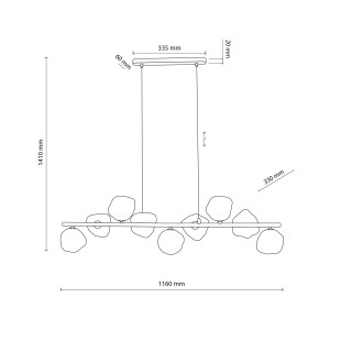 Lampa wisząca szklana Lava Brown TK Lighting | 9 punktów, 116cm