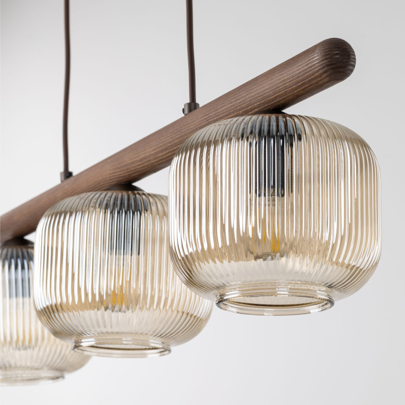 Lampa wisząca Salvia TK Lighting | Szklana, 3 punkty, Brązowa