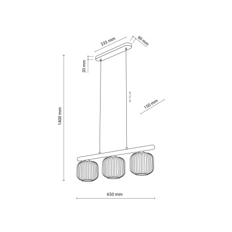 Lampa wisząca Salvia TK Lighting | Szklana, 3 punkty, Brązowa