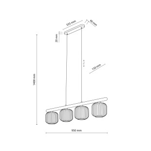 Lampa wisząca Salvia - 4 punkty, szkło ryflowane, TK Lighting