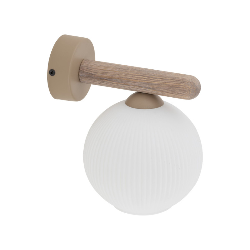 Kinkiet Virlo: Szklana kula ryflowana, biały/beż - TK Lighting