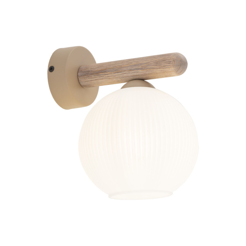 Kinkiet Virlo: Szklana kula ryflowana, biały/beż - TK Lighting