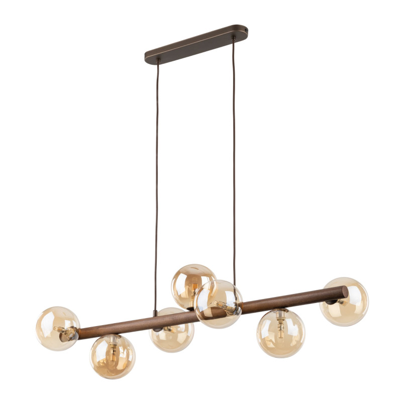 Lampa wisząca Estera Wood TK Lighting | 7 punktów, szkło, 90cm