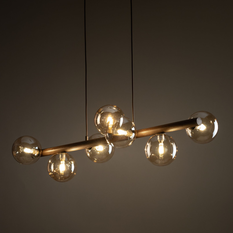 Lampa wisząca Estera Wood TK Lighting | 7 punktów, szkło, 90cm