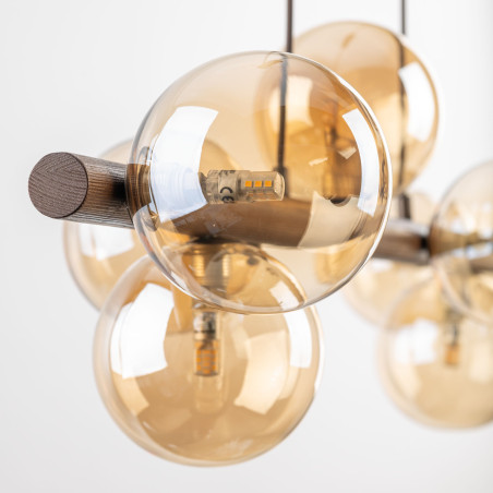 Lampa wisząca Estera Wood TK Lighting | 7 punktów, szkło, 90cm