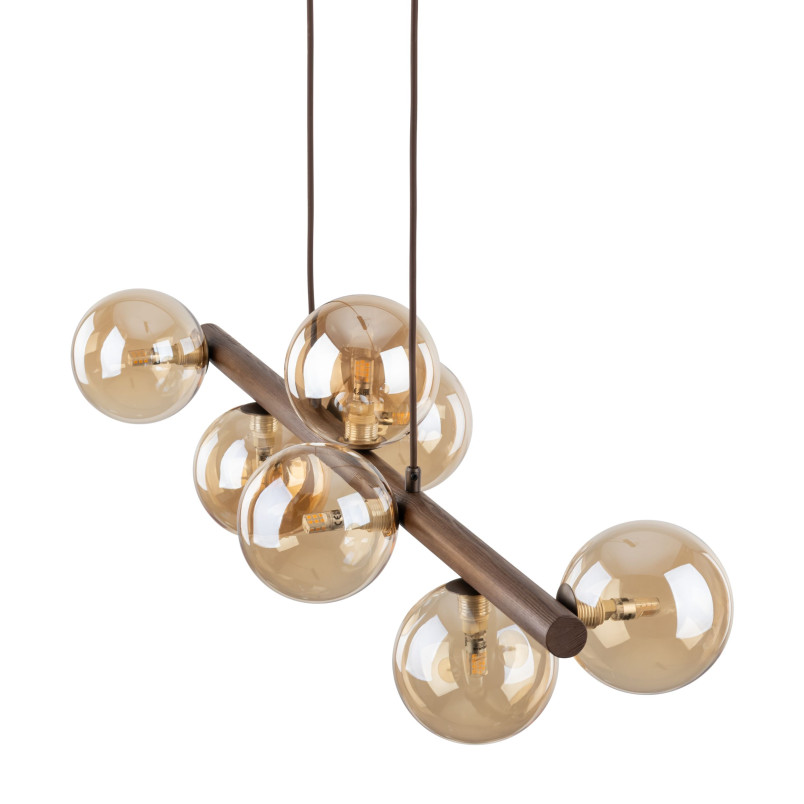 Lampa wisząca Estera Wood TK Lighting | 7 punktów, szkło, 90cm