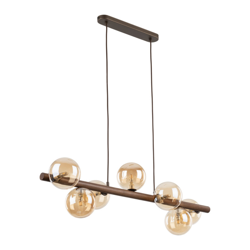 Lampa wisząca Estera Wood TK Lighting | 7 punktów, szkło, 90cm